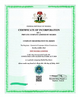 OFFICIAL ANNOUNCEMENT: PIPI NIGERIA IS NOW PIPI NIGERIA LIMITED (PNL)! 🎉📜 Duly Registered and Certified by the Corporate Affairs Commission (CAC)📅 Certification Date: July 5, 2025