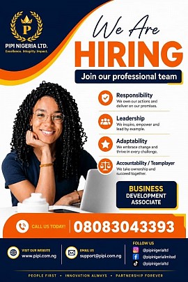 Business Development Associate Needed At Pipi Nigeria Limited