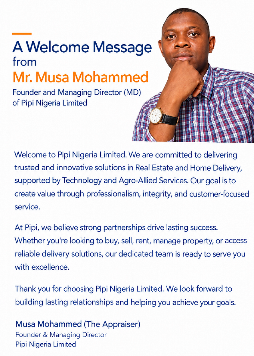 Mr. Musa Mohammed aka The Appraiser, Founder & Managing Director (MD) at Pipi Nigeria Limited
